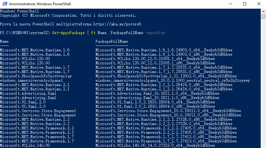 Windows 10 con Powershell