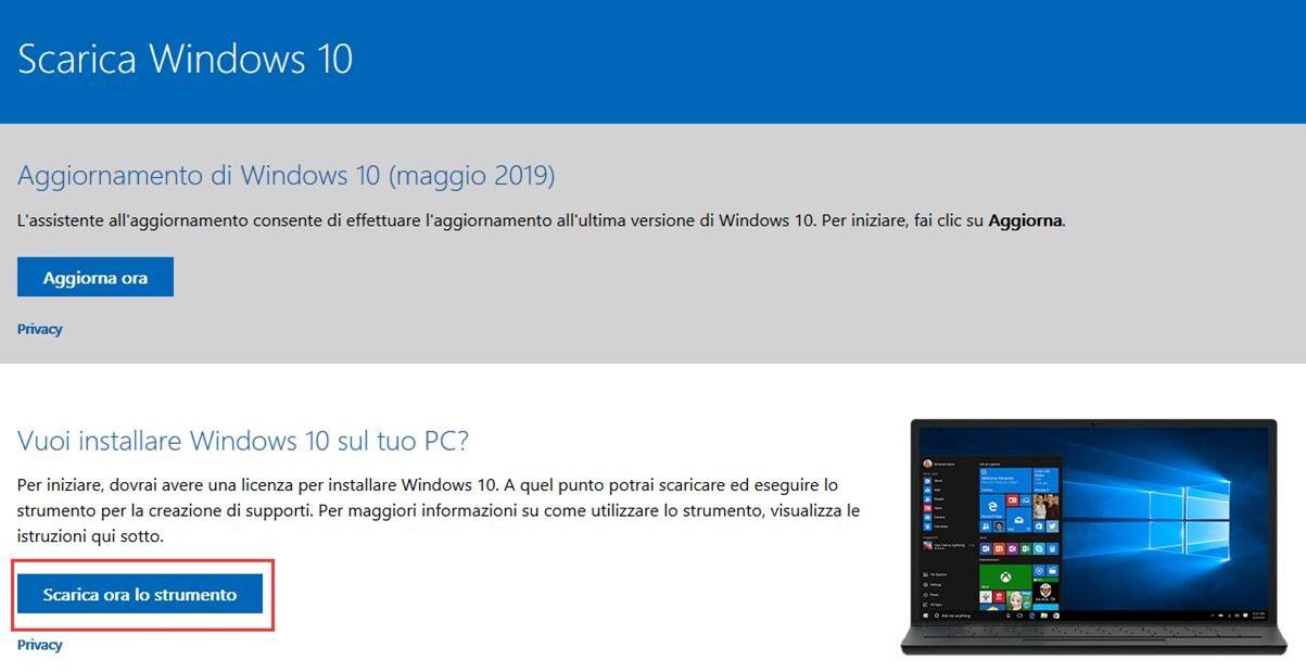 scaricare windows 10 pro ita