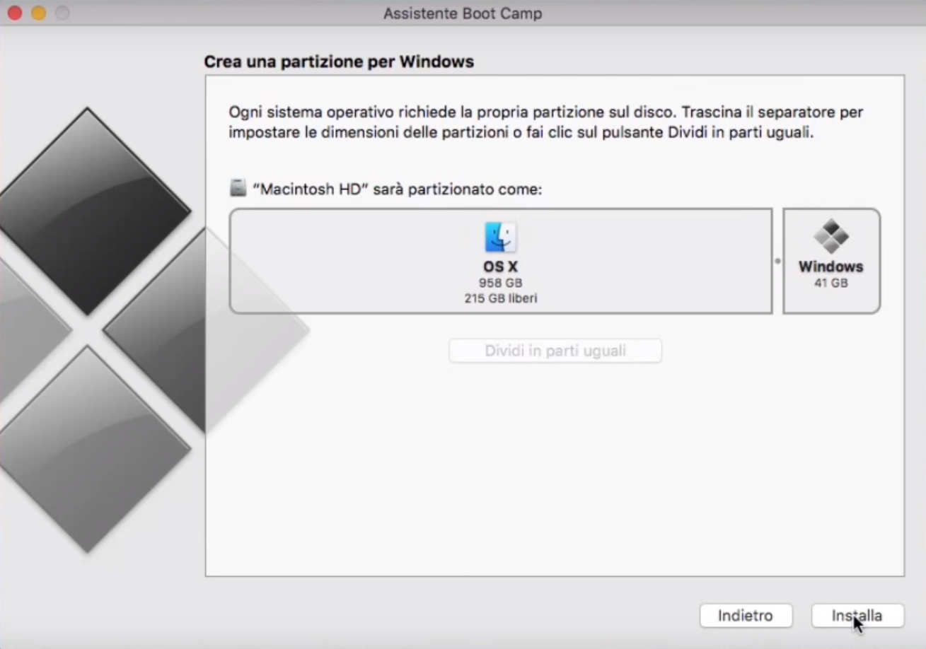 Installare Windows 10 sul Mac 