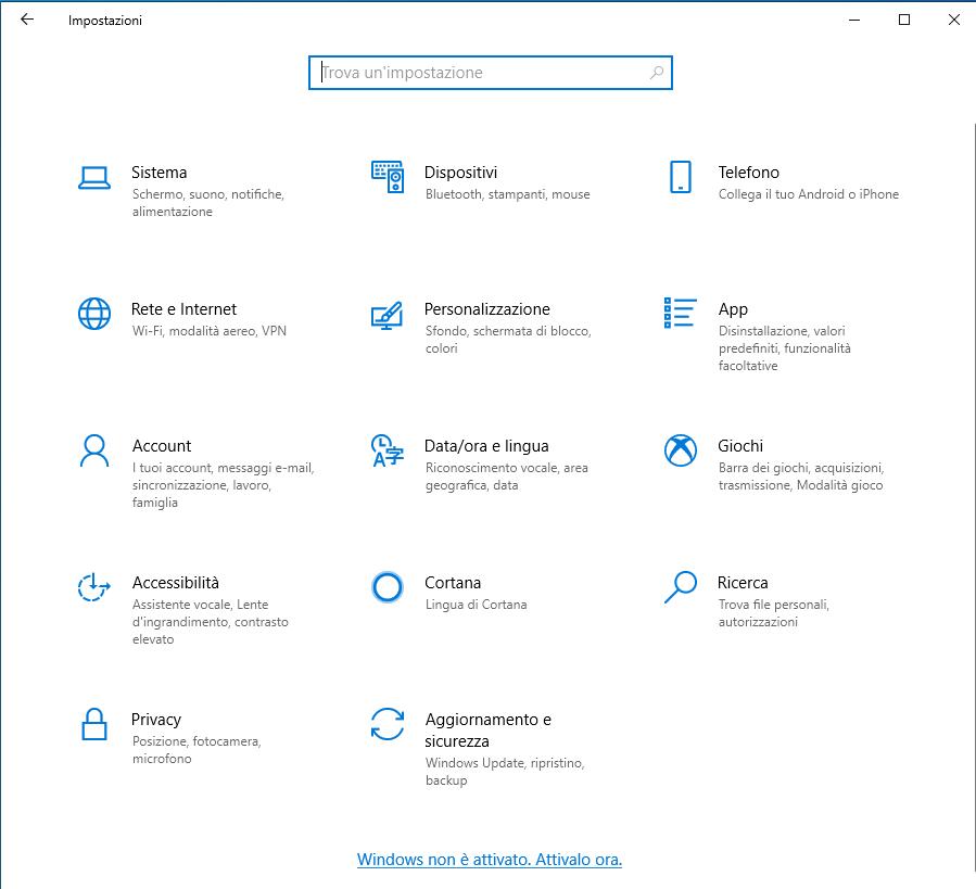 Windows 10 senza attivazione