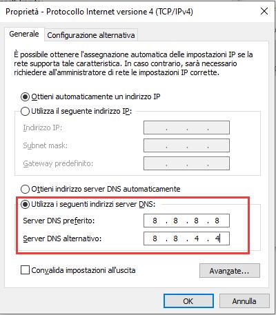 Cambiare DNS