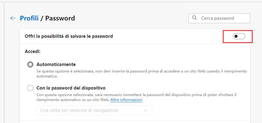 Eliminare password