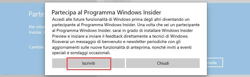 Iscrivetevi al Programma Windows Insider 