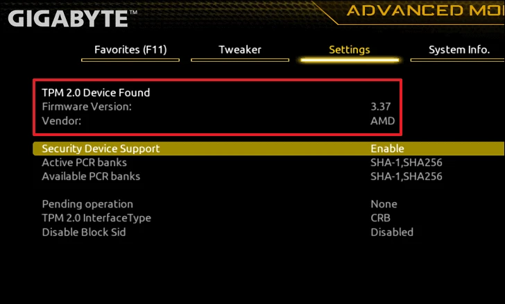 Abilitare TPM della Scheda Madre Gigabyte 