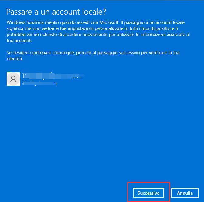 Cambiare un Account Microsoft 