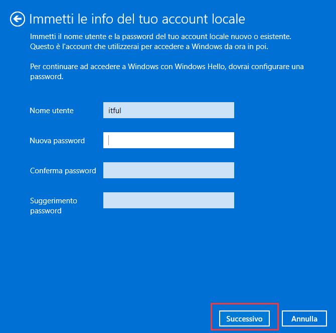 Cambiare un Account Microsoft 