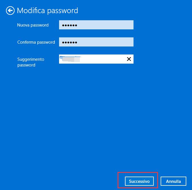 Cambiare la Password per un Account Locale